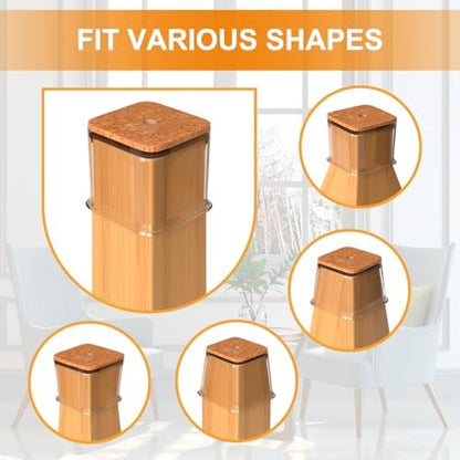24 Pcs Chair Leg Floor Protectors for Hardwood Floors Square Silicone Covers to Protect Wood Tile Floors Felt Pads Furniture Leg Caps Non-Slip Reduce Noise (Fit:1-1/16" to 1-5/8")