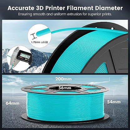 SUNLU PLA 3D Printer Filament PLA Filament 1.75mm, Neatly Wound 3D Printing Filament 1.75mm, Dimensional Accuracy +/- 0.02 mm, Fit Most FDM 3D Printers, 1kg Spool (2.2lbs), Turquoise Cyan