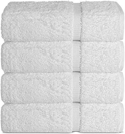 Chakir Turkish Linens | Hotel & Spa Quality 100% Cotton Premium Turkish Towels | Soft & Absorbent (4-Piece Bath Towels, White)