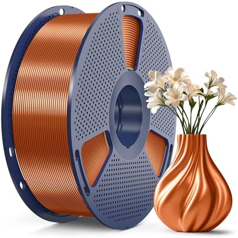 SUNLU 3D Printer Silk Filament,Shiny Silk PLA Filament 1.75mm, Smooth Silky Surface, Great Easy to Print for 3D Printers, Dimensional Accuracy +/- 0.02mm, Silk Red Copper 1KG