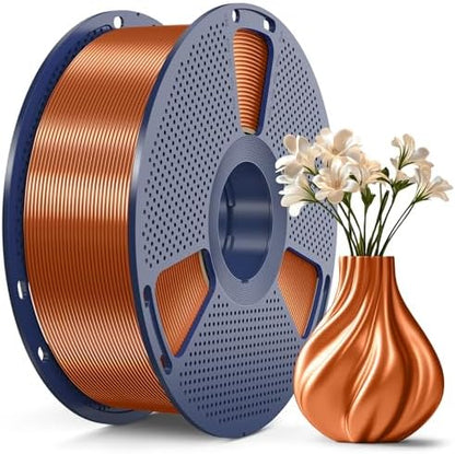 SUNLU 3D Printer Silk Filament,Shiny Silk PLA Filament 1.75mm, Smooth Silky Surface, Great Easy to Print for 3D Printers, Dimensional Accuracy +/- 0.02mm, Silk Red Copper 1KG