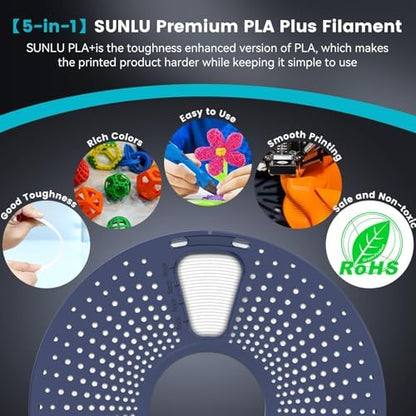 SUNLU 4KG 3D Printer Filament PLA Plus 1.75mm, Neatly Wound PLA Filament 1.75mm PRO, PLA+ Filament for Most FDM 3D Printer, 1kg Spool, 4 Packs, Black