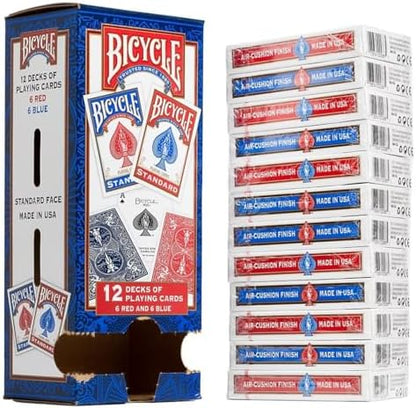 Bicycle Standard Playing Cards, Poker Size, 12 Pack