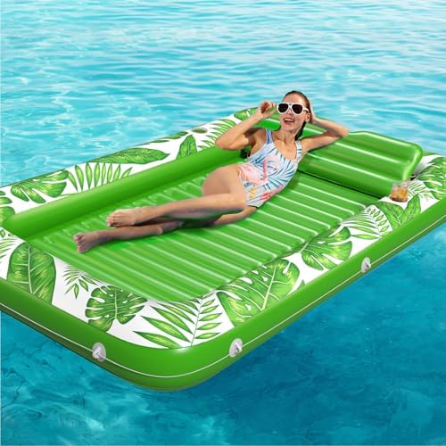 Inflatable Tanning Pool Lounger Float - Jasonwell 4 in 1 Sun Tan Tub Sunbathing Pool Lounge Raft Floatie Toys Water Filled Tanning Bed Mat Pad for Adult Blow Up Kiddie Pool Kids Ball Pit Pool