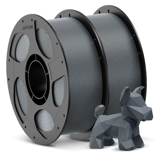 ANYCUBIC 3D Printer Filament PLA Bundle, PLA Filament 1.75mm Dimensional Accuracy +/- 0.02mm, 1KG Reusable Spool, 2KG Gray