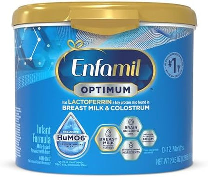 Enfamil Optimum Baby Formula, Our Closest Formula to Breast Milk, Immune-Supporting Lactoferrin also found in Breast Milk, Brain-Building DHA, 20.5 Oz