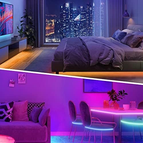 KSIPZE 200ft (2 Rolls of 100 ft) Led Strip Lights RGB Music Sync Color Changing Bluetooth Led Lights with Smart App Control Remote Led Lights for Bedroom Room Lighting Flexible Home Décor