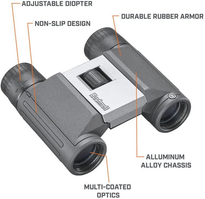 Bushnell Powerview 2 8x21 Binoculars for Bird Watching – Compact Folding Roof Prism, Lightweight, Good for Travel, Multi-Coated Optics & Carrying Case