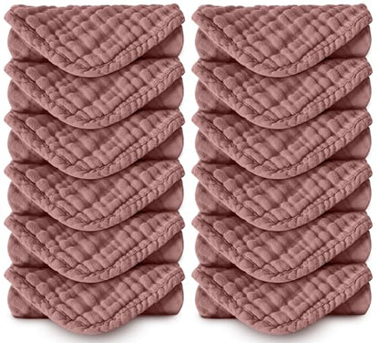 Muslin Burp Cloths 100% Cotton Large 20''x10'' Extra Soft and Absorbent Baby Wash Cloths Spit Up Rags - Baby Burping Cloth for Boys Girls Items(12 Pack Bean Paste)