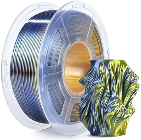 SUNLU Silk Dual Color Pla Filament, Silk PLA 3D Printer Filament 1.75mm, Shiny Silk Texture, Dimensional Accuracy +/- 0.02mm, 1KG Spool (2.2 lbs), PLA Silk Dual Color (Black Gold)