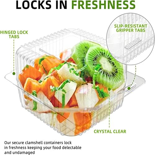 Axe Sickle 150 Count Clear Plastic Hinged Take Out Containers Clamshell Takeout Tray Food Clamshell Containers Outside Diameter for Dessert, Snacksetc, Cakes Slice, Cookies, Salads