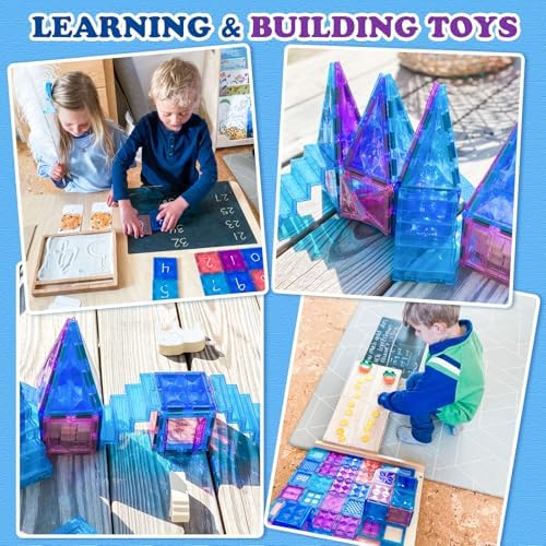 Magnetic Tiles 102pcs with 2 Stairs 2 Dolls Princess Castle Building Girls Toys Age 4-5 6-8 Magnetic Blocks Birthday Xmas Gifts for Girls Toys for 3 4 5 6 7 8+ Year Old