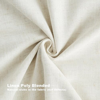 Vision Home Natural Pinch Pleated Full Blackout Curtains Linen Blended Room Darkening Window Curtains 90 inch for Living Room Bedroom Thermal Insulated Pinch Pleat Drapes with Hooks 2 Panel 40"Wx90"L