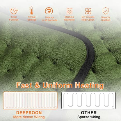 Heating Pad,Electric Heating Pads for Back,Hot Heated Pad for Abdomen,Shoulder,Knee,Multiple Temp and Auto Shut Off