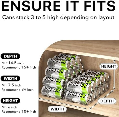 Simple Houseware Tall Skinny Can Organizer and Dispenser for Refrigerator or Pantry, Clear, Set of 2