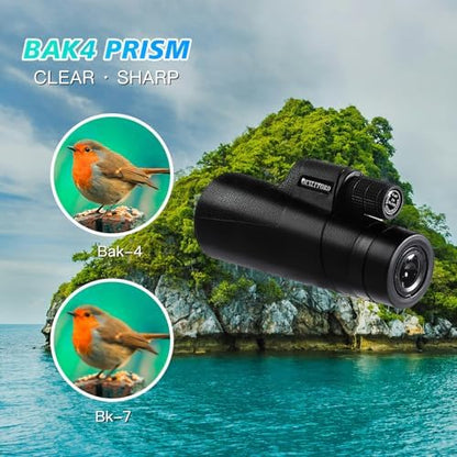 80X100 Monocular for Adults - Monocular Telescope High Definition with Smartphone Holder & Tripod, High Power Monoculars for Adults Watching Hunting Camping Hiking Travling with Zoom Focus