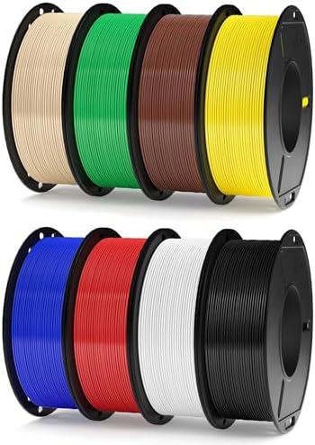 ELEGOO 250g Rapid PETG Filament Bundle 1.75mm, 8 Colors High Speed 600mm/s 3D Printer Filaments Dimensional Accuracy +/- 0.02mm, 8 Pack 250g Spool Brown/Beige/Black/White/Red/Blue/Green/Yellow