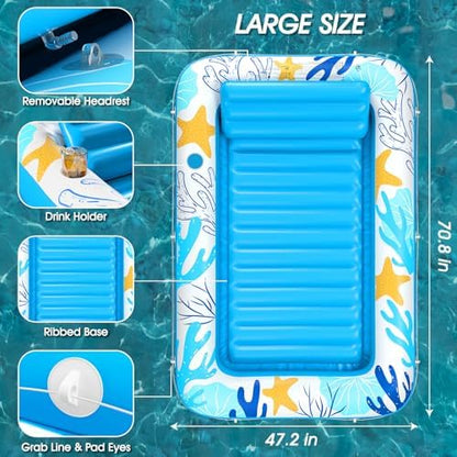 Inflatable Tanning Pool Lounger Float - Jasonwell 4 in 1 Sun Tan Tub Sunbathing Pool Lounge Raft Floatie Toys Water Filled Tanning Bed Mat Pad for Adult Blow Up Kiddie Pool Kids Ball Pit Pool