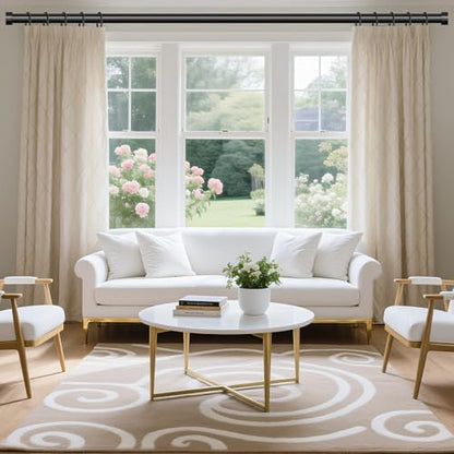 Curtain Rods for Windows 48 to 84 Inch(4-7 Feet),Black 1'' Diameter Drapery Rods with End Cap Style Design,Modern Adjustable Heavy Duty Curtain Rod,Size:36''-88''