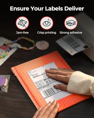 MUNBYN 4x6 Inch Direct Thermal Labels, 6000 Labels/12 Stacks(500 Pcs per Stack), Fanfold Shipping Label Paper for Thermal Printers, Permanent Adhesive Mailing Postage Labels for Shipping Packages