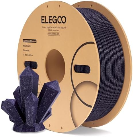 ELEGOO PLA Filament 1.75mm Sparkle Purplish Gray 1KG, Glitter Twinkling 3D Printer Filament Dimensional Accuracy +/- 0.02mm, 1kg Spool(2.2lbs) Fits for Most FDM 3D Printers