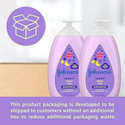 Johnson's Moisturizing Bedtime Baby Lotion with Coconut Oil & NaturalCalm Aromas to Help Relax Baby, Mild, Hypoallergenic & Paraben-, Phthalate- & Dye-Free, Twin Pack, 27.1 fl. oz, 2 Pack