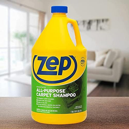 Zep All-Purpose Carpet Shampoo Concentrate Cleaner - 1 Gallon (Case of 2) ZUCEC128 - Professional Formula Removes Dirt and Stains