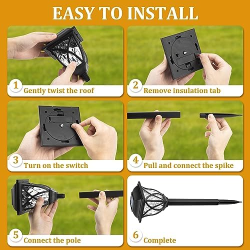 GIGALUMI Solar Lights Outdoor Waterproof, 6 Pack LED Solar Garden Lights, Outdoor Decorations, Garden Decor for Yard, Patio, Landscape, Planter, Walkway (Warm White)