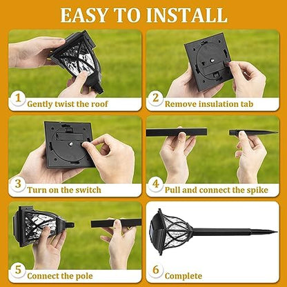 GIGALUMI Solar Lights Outdoor Waterproof, 6 Pack LED Solar Garden Lights, Outdoor Decorations, Garden Decor for Yard, Patio, Landscape, Planter, Walkway (Warm White)