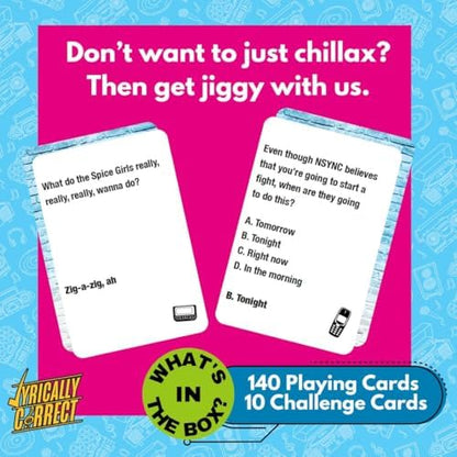 Lyrically Correct '90s & 2000s Music Trivia Card Game - Pop Edition - Finish The Lyrics Challenge, Fun for Adults, Party or Family Night