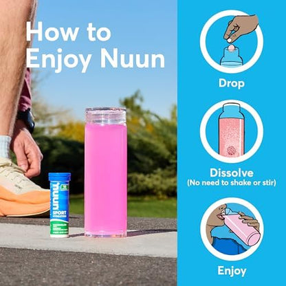 Nuun Sport Electrolyte Tablets with Magnesium, Calcium, Potassium, Chloride & Sodium, Gluten Free & Vegan, Strawberry Lemonade, 4 Pack (40 Servings Total)