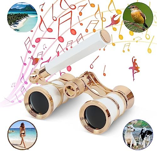 Yourelexit® Opera Glasses Binoculars 3X25 Lorgnette Theater Glasses Optical BK9 Mini Compact Lightweight Built-in Foldable Adjustable Handle Vintage for Adults Kids Women in Musical Concert Cinema