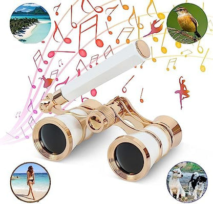 Yourelexit® Opera Glasses Binoculars 3X25 Lorgnette Theater Glasses Optical BK9 Mini Compact Lightweight Built-in Foldable Adjustable Handle Vintage for Adults Kids Women in Musical Concert Cinema