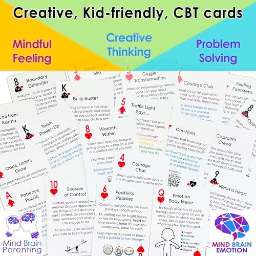 Mind Brain Emotion 52 Essential Coping Skills for Kids: Mindfulness CBT Cards for Stress, Anxiety, Anger, Executive Functioning, Coping Strategies for Anxious Generation, Family, School Therapy Game