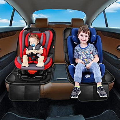 Car Seat Protector 2 Pack Car Seat Cushion Mat Thickest Padding,Waterproof 600D Fabric Car Seat Covers for Non-Slip Backing Mesh Pockets for Baby and Pet (Black, 2 Pack)