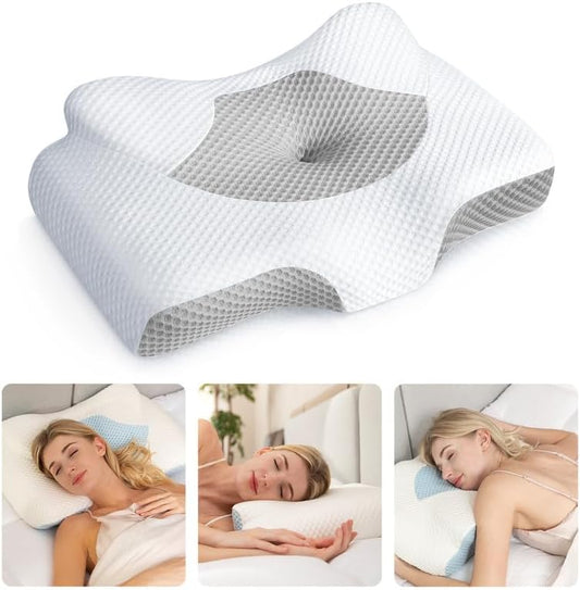 Osteo Cervical Pillow for Neck Pain Relief, Hollow Design Odorless Memory Foam Pillows with Cooling Case, Adjustable Orthopedic Bed Pillow for Sleeping, Support for Side Back Sleepers