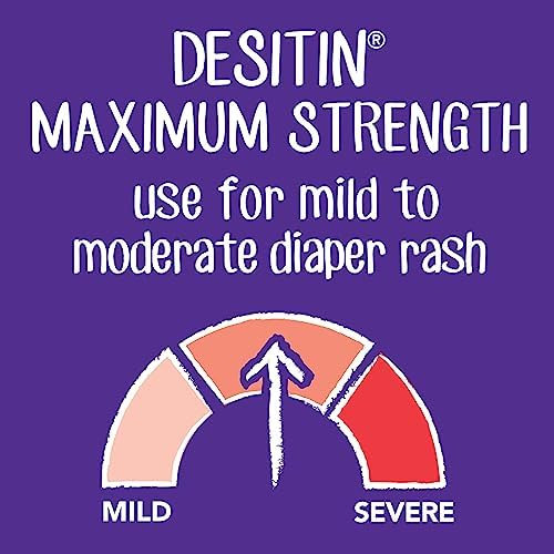 Desitin Maximum Strength Baby Diaper Rash Cream, 40% Zinc Oxide for Treatment, Relief & Prevention, Hypoallergenic, Phthalate- & Paraben-Free Paste, Protects Skin for 12 Hours, 4.8 oz (Pack of 2)