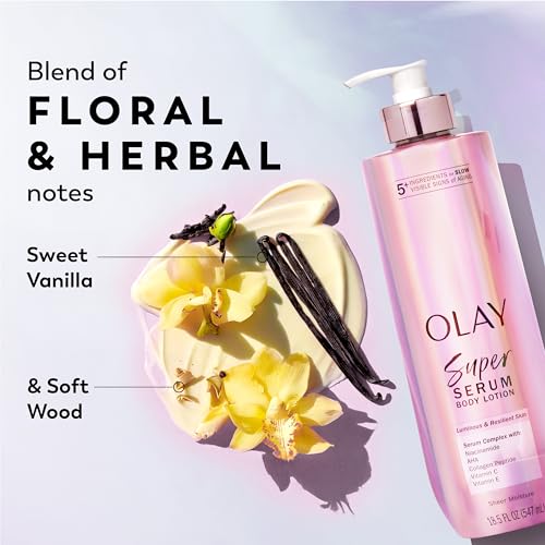 Olay Super Serum Body Wash + Hand & Body Lotion Bundle for Dry Skin, 24hr Long Lasting Hydration, 5+ Ingredient Serum Complex for Luminous Skin, 18.5 fl oz (Pack of 2)