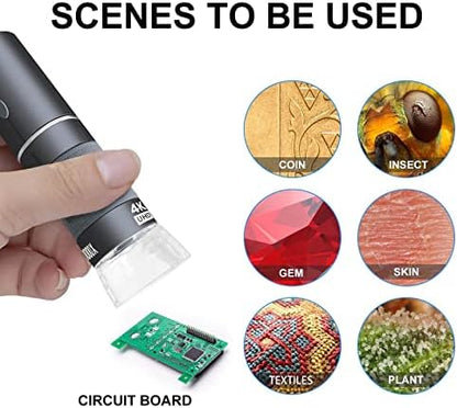 Ninyoon 4K WiFi Microscope for iPhone Android PC, 50-1000X USB Digital Microscope Wireless Super HD Endoscope Camera Compatible with All Cellphones iPad Android Tablet Windows Mac Chrome Linux