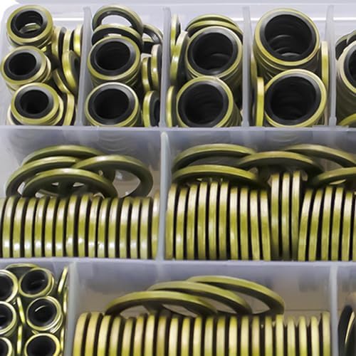 378 Pcs NBR Metal Bonded Sealing Washer Assortment Kit M6 M8 M10 M12 M14 M16 M18 M20 M22 M24 M27 M30 Automotive Self-Centred Seal Gasket Repair Set