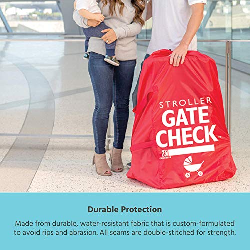 J.L. Childress Gate Check Bag for Single & Double Strollers - Travel Bag for Airplane, Fits Most Standard Baby Strollers, Airport Accessories for Gate Check, Flying Essentials - Red