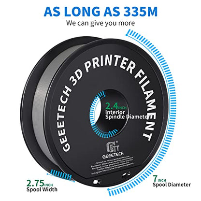 Geeetech Silver Filament, PLA Filament 1.75mm 1kg Spool (2.2lbs), Dimensional Accuracy +/- 0.02mm, 3D Printing Filament Fit Most FDM Printer, New Silver