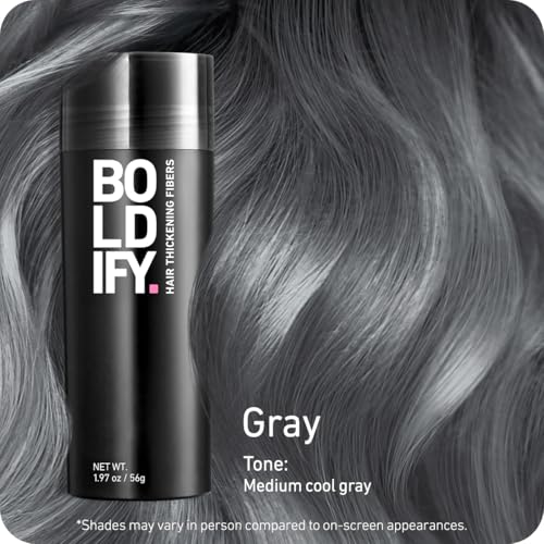 BOLDIFY Hair Fibers (56g) - Fill In Thinning and Fine Hair for an Instantly Fuller, Thicker Look - 14 Shades for Women & Men - Gray