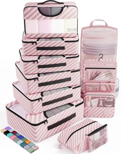Veken 10 Set Packing Cubes for Travel Essential, Suitcase Organizer Bags in 4 Sizes, Carry-On Luggage Accessories with Large Laundry & Hanging Toiletry Bag, Must-Have for Airplane, Road Trip & Camping