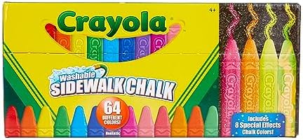 Crayola Ultimate Washable Chalk Collection (64ct), Bulk Outdoor Sidewalk Chalk for Kids, Anti-Roll Sticks, Recess Toys for Kids, Back to School Gifts
