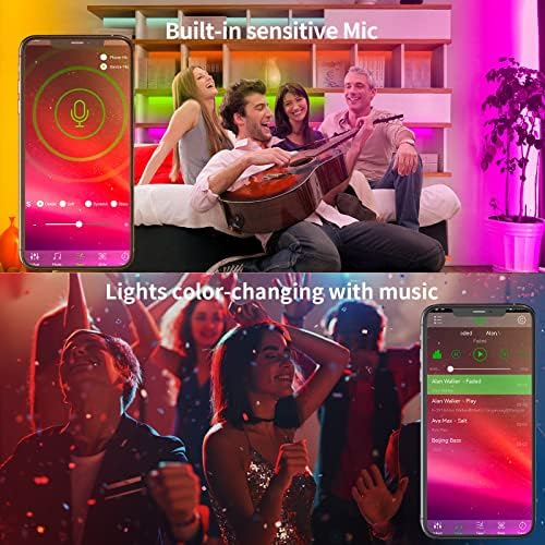 KSIPZE 200ft (2 Rolls of 100 ft) Led Strip Lights RGB Music Sync Color Changing Bluetooth Led Lights with Smart App Control Remote Led Lights for Bedroom Room Lighting Flexible Home Décor