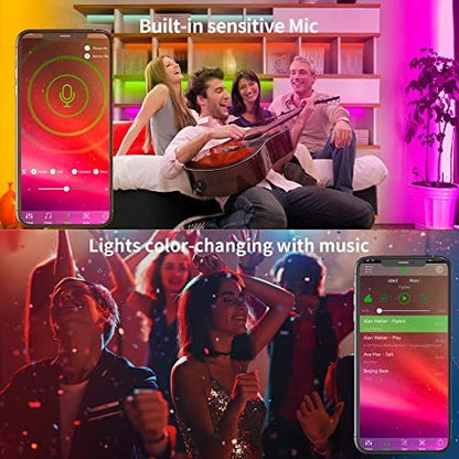 KSIPZE 200ft (2 Rolls of 100 ft) Led Strip Lights RGB Music Sync Color Changing Bluetooth Led Lights with Smart App Control Remote Led Lights for Bedroom Room Lighting Flexible Home Décor