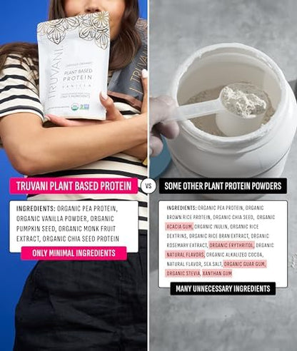Truvani Vegan Pea Protein Powder | Vanilla | 20g Organic Plant Based Protein | 10 Servings | Keto | Gluten & Dairy Free | Low Carb | No Added Sugar