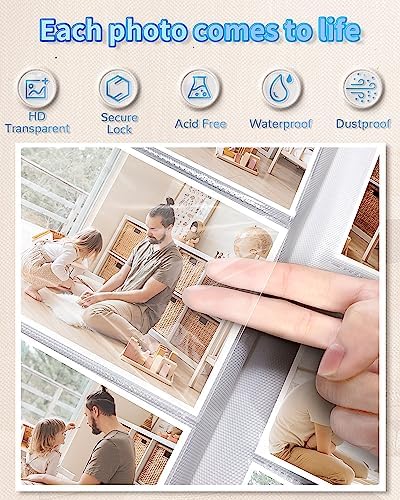 Photo Album 4x6 with 300 Pockets,Slip-in Picture Albums,Linen Cover Memory Book with Front Window,White Page Vertical Photo Book for Wedding,Family,Anniversare,Baby,Vacation