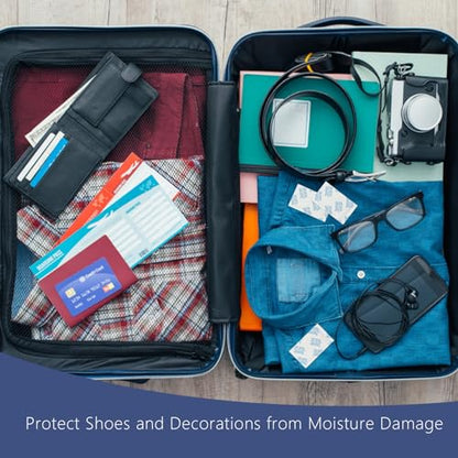 Romeda 60 Pcs 20 Gram Silica Gel Packs, Transparent Desiccant, Desiccant Packets for Storage, Moisture Packs for Spices Jewelry Shoes Boxes Electronics Storage